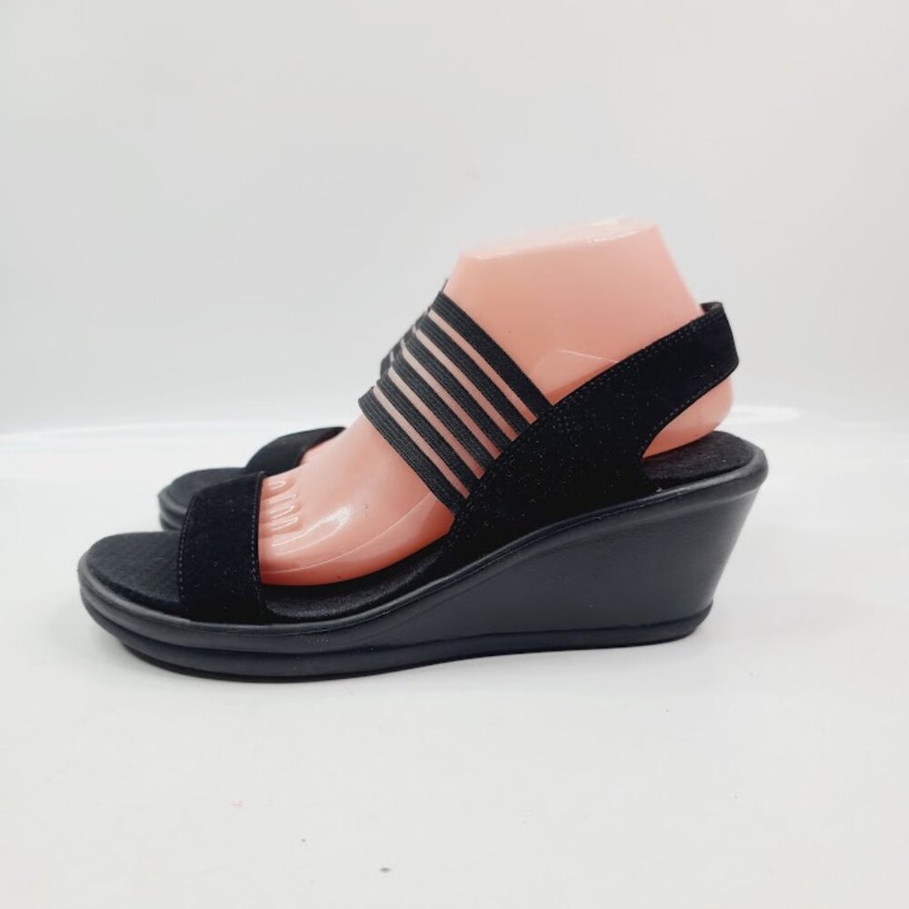 Skechers Women's Black Rumblers 38472 Wedge Classic Slingback Sandal Size 10 - Picture 2 of 7